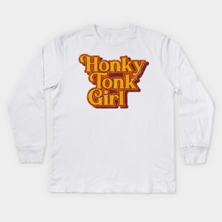 Honky Tonk Girl ))(( Retro Classic Country Music Design Kids Long Sleeve T-Shirt